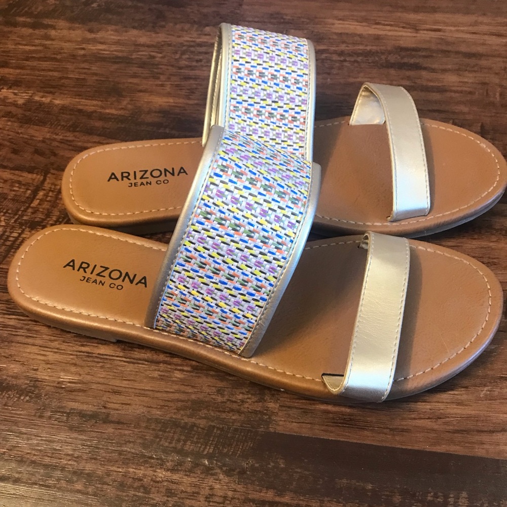Arizona - multi colored and gold strap sandal